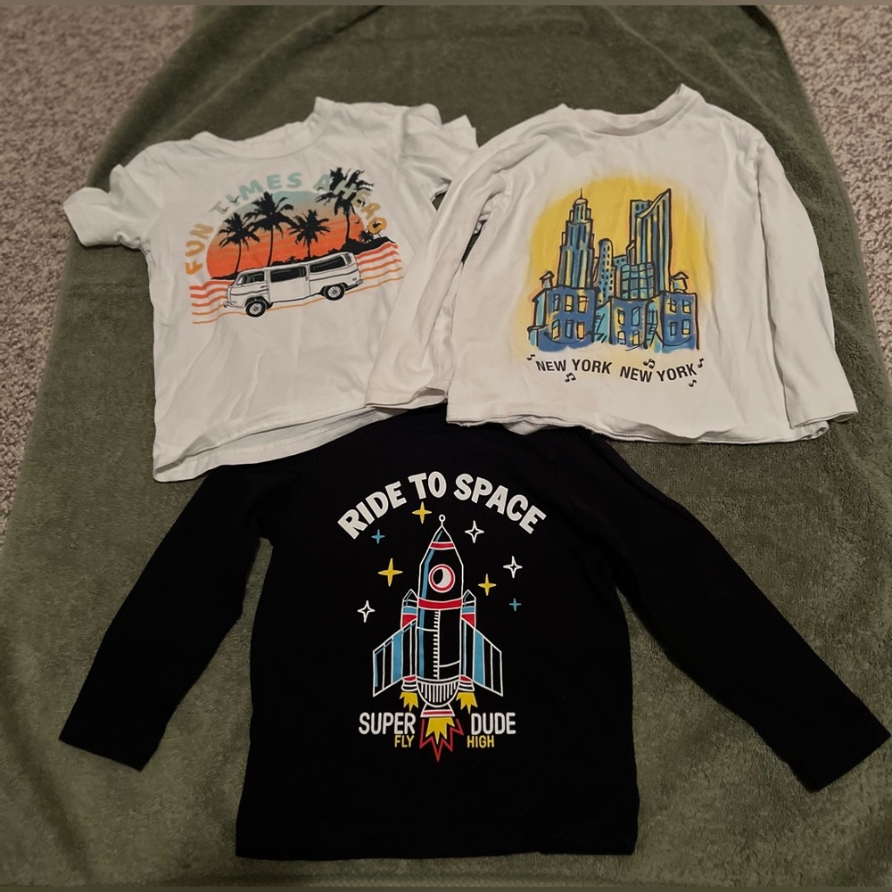 Lot of 3 Kids Logo Shirts -Joe Fresh Zara - Short Sleeve & Long Sleeve 2-3 Years